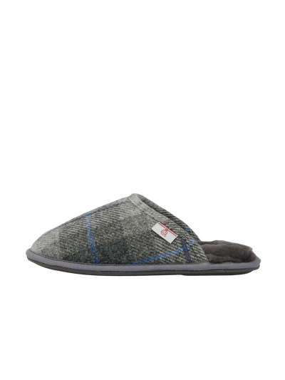 Harris Tweed William Slippers Grey/Charcoal Check (Grey)