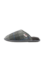 Harris Tweed William Slippers Grey/Charcoal Check (Grey)