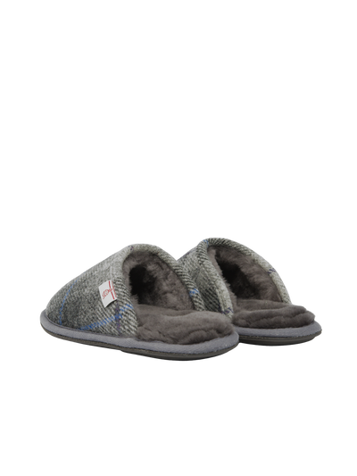 Harris Tweed William Slippers Grey/Charcoal Check (Grey)