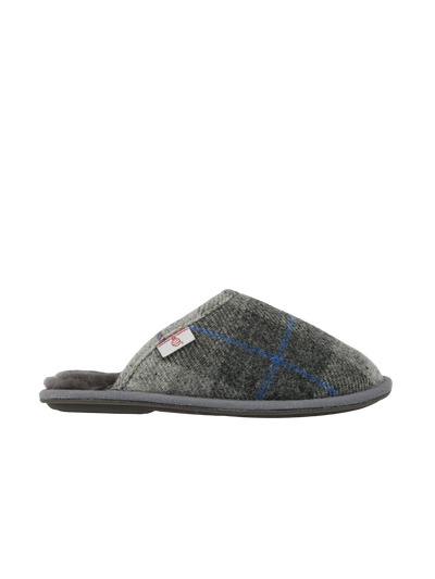 Harris Tweed William Slippers Grey/Charcoal Check (Grey)