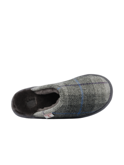 Harris Tweed William Slippers Grey/Charcoal Check (Grey)