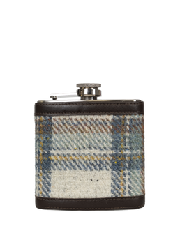 Harris Tweed Hip Flask - A0259 (Black Leather)