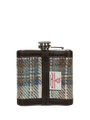 Harris Tweed Hip Flask - A0259 (Black Leather)