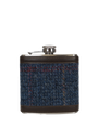 Harris Tweed Hip Flask - A0260 (Black Leather)