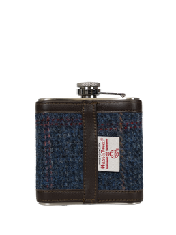 Harris Tweed Hip Flask - A0260 (Black Leather)