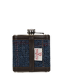 Harris Tweed Hip Flask - A0260 (Black Leather)