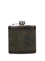Harris Tweed Hip Flask - HB161 (Brown Leather)