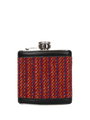 Harris Tweed Hip Flask - Kaona 12 (Black Leather)