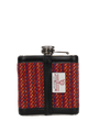 Harris Tweed Hip Flask - Kaona 12 (Black Leather)