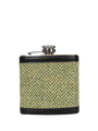 Harris Tweed Hip Flask - NHB1 (Black Leather)