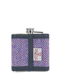 Harris Tweed Hip Flask - NHB2 (Navy Leather)