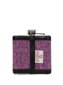 Harris Tweed Hip Flask - NHB3 (Black Leather)