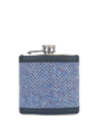 Harris Tweed Hip Flask - NHB4 (Navy Leather)