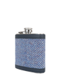 Harris Tweed Hip Flask - NHB4 (Navy Leather)