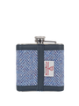 Harris Tweed Hip Flask - NHB4 (Navy Leather)