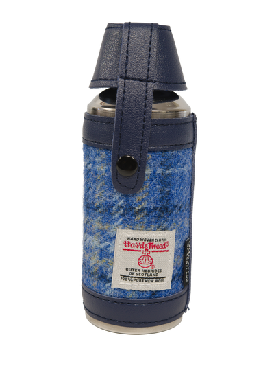 Harris Tweed Hunting Flask - Blue With Cream OC