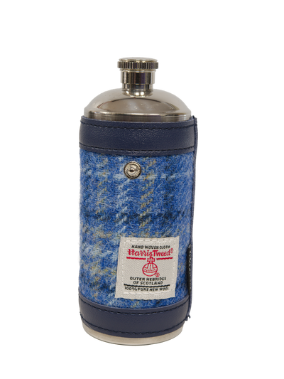 Harris Tweed Hunting Flask - Blue With Cream OC