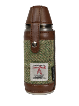 Harris Tweed Hunting Flask - Green HB W/OC