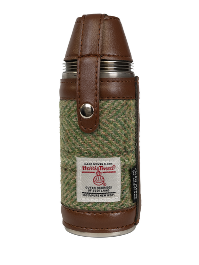 Harris Tweed Hunting Flask - Green HB W/OC