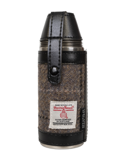 Harris Tweed Hunting Flask - Mink wBlack OC