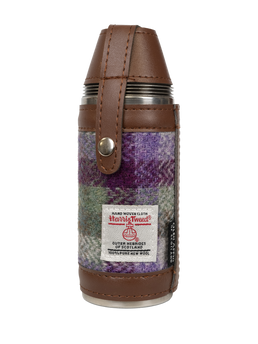 Harris Tweed Hunting Flask - PurpleGreen Small Check
