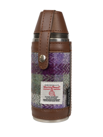 Harris Tweed Hunting Flask - PurpleGreen Small Check