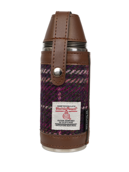 Harris Tweed Hunting Flask - PurplePink Check