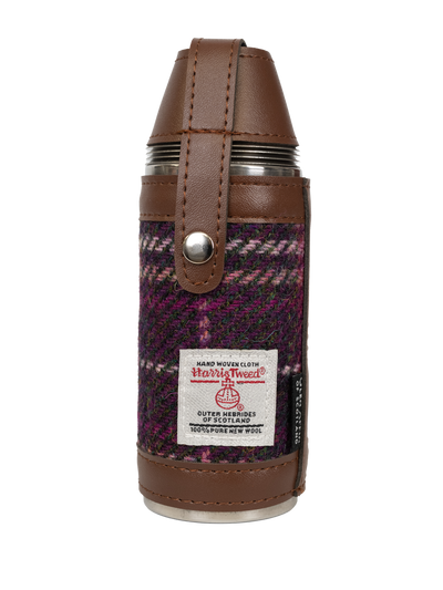 Harris Tweed Hunting Flask - PurplePink Check