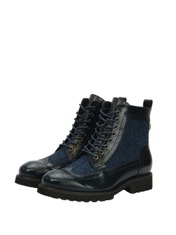 Harris Tweed Huntress Boots Navy Herringbone