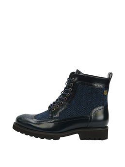 Harris Tweed Huntress Boots Navy Herringbone