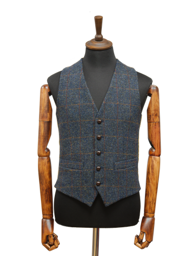 Harris Tweed Iain Waistcoat - Blue Multi