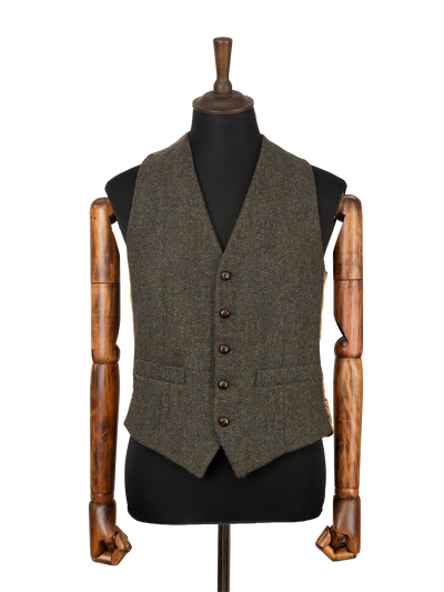 Harris Tweed Iain Waistcoat - Forest Green Herringbone