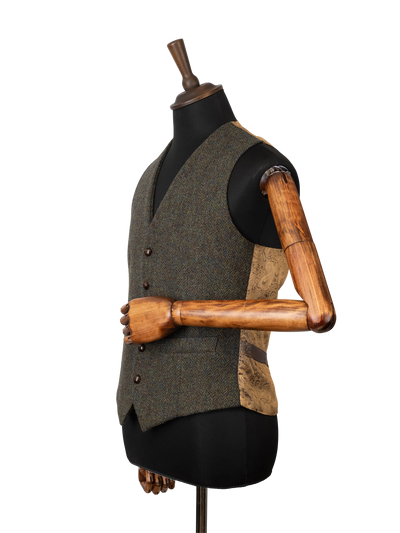 Harris Tweed Iain Waistcoat - Forest Green Herringbone