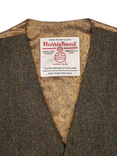 Harris Tweed Iain Waistcoat - Forest Green Herringbone