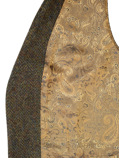 Harris Tweed Iain Waistcoat - Forest Green Herringbone