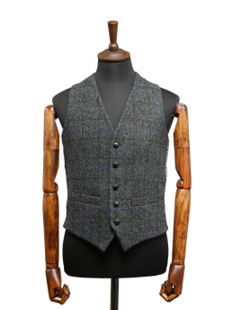 Harris Tweed Iain Waistcoat Grey Windowpane