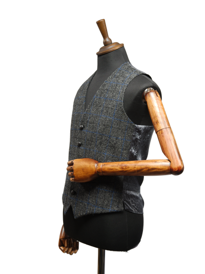 Harris Tweed Iain Waistcoat Grey Windowpane