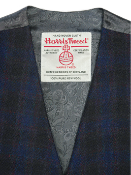 Harris Tweed Iain Waistcoat Navy Block Check
