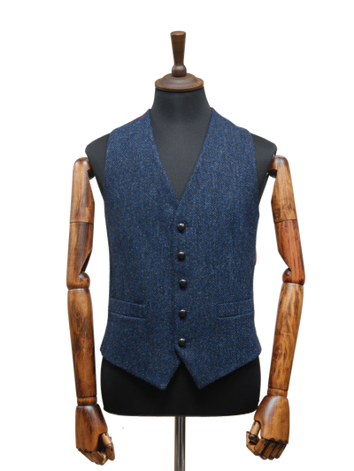 Harris Tweed Iain Waistcoat Navy Herringbone