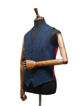 Harris Tweed Iain Waistcoat Navy Herringbone