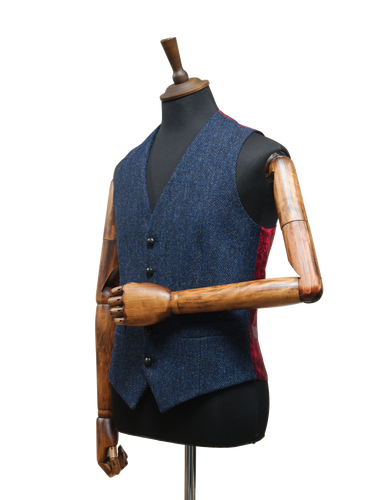 Harris Tweed Iain Waistcoat - Navy Herringbone