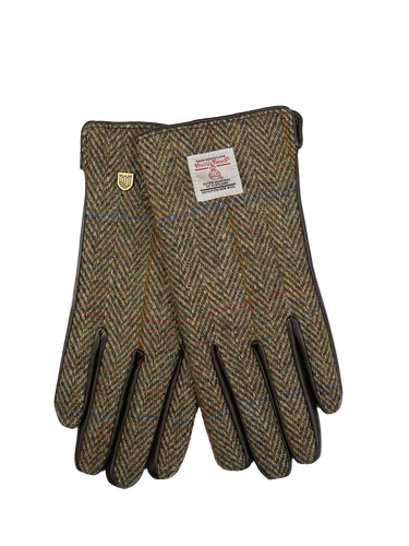 Harris Tweed Ladies Gloves - HB55 (Brown Leather) (ISL)