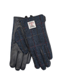 Harris Tweed Ladies Gloves - Navy with OC (Navy Leather) (ISL)