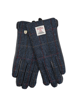 Harris Tweed Ladies Gloves - Navy with OC (Navy Leather) (ISL)