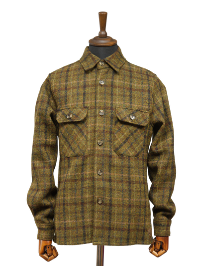 Harris Tweed Jack Overshirt - Olive/Green Multi