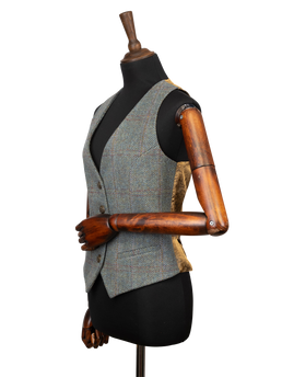 Harris Tweed Ladies Janet Waistcoat - Teal Check