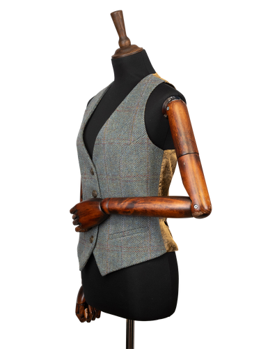 Harris Tweed Ladies Janet Waistcoat - Teal Check