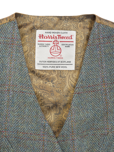 Harris Tweed Ladies Janet Waistcoat - Teal Check