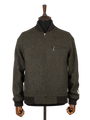 Harris Tweed Joe Baseball Jacket - Forest Green Herringbone