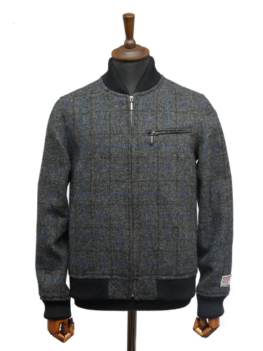 Harris Tweed Joe Baseball Jacket - Grey Windowpane